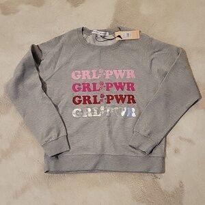 Rebecca Minkoff Jennings Girl Power Sweatshirt heather gray Medium NEW!